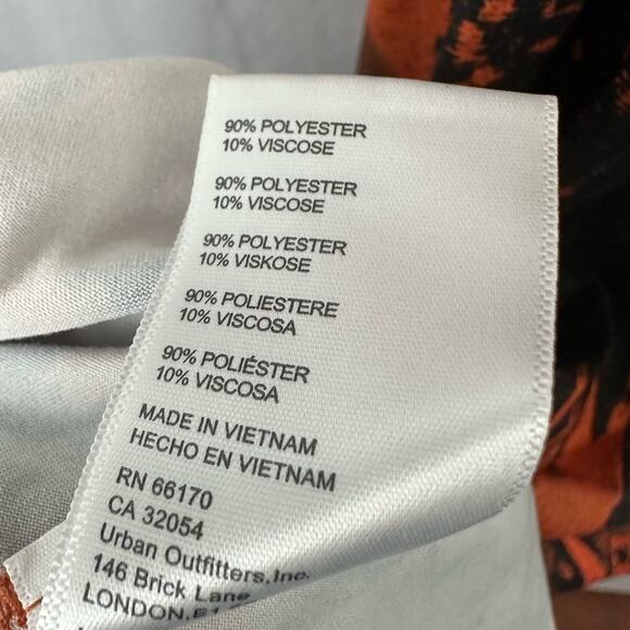 Urban Outfitters Solana Palm Tree Printed Split-Hem Midi Dress in Orange Size L - Picture 10 of 10